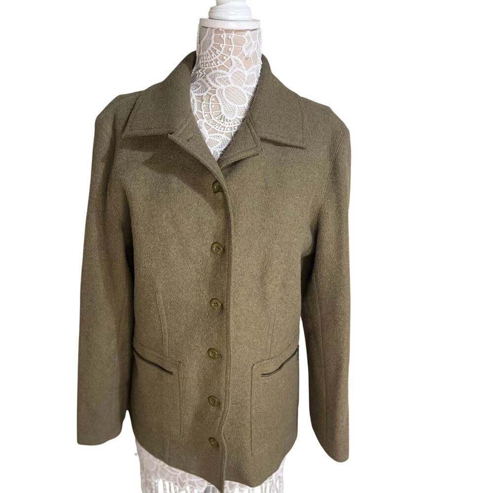 Talbots Olive Green Alpaca & Wool Blend Button-Up Blazer • Women’s XL • EUC